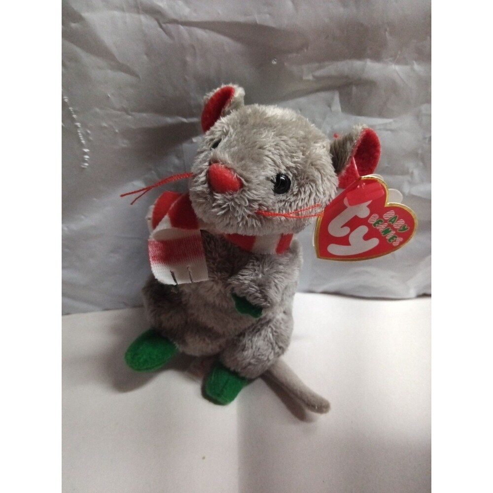 Ty Jingle Beanies Dickens Gray Mouse Beanbag Plush Retired Vintage 1998 5 Inch